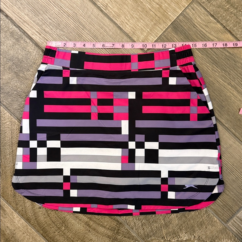 Slazenger Golf Skort Women’s M Pink Black Geometric Built-In Shorts Pockets - Picture 7 of 11